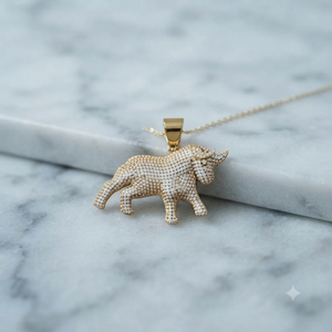 Collar con Colgante de Diamante Moissanita Inspirado en el Animal del Zodíaco Tauro, Diseño Moderno y Personalizado, Oro Sólido de 10K, para Hombre, Regalo - Product Image 3