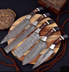 Custom Handmade <b>Knife</b> Set Durable Damascus Steel Blades With Wooden Handle High Quality <b>Kitchen</b> Tasks Chef <b>Knife</b> Set - Product Image 3