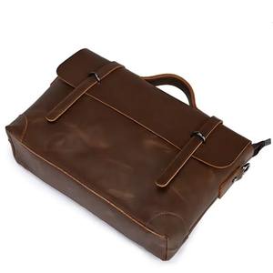 Bolso Mensajero para Portátil de Cuero Genuino, Moderno y Ecológico, de Alta Calidad, Estilo Vintage, Bandolera, Maletín para Viajes de Negocios - Product Image 2