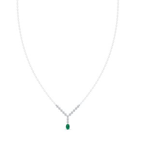 Colliers REYES de luxe en argent sterling 925 avec émeraude ovale de 0,5 carat et moissanite pour elle, bijoux raffinés. - Product Image 1