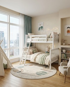 White Pine Twin Bunk <b>Bed</b> Solid Wood Platform Design <b>Space</b> <b>Saving</b> Bedroom Furniture Scandinavian Style - Product Image 1