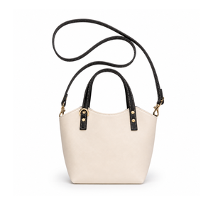 Elegant <b>Mini</b> Leather Tote <b>Bag</b> for Women with Detachable Strap | Two Tone Crossbody Shoulder Handbag Stylish Daily Use Purse - Product Image 1