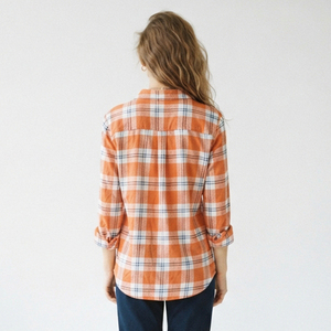 Chemise en flanelle à carreaux pour femme, manches longues, col boutonné, coupe décontractée, idéale pour l'hiver et comme haut de nuit - Product Image 2