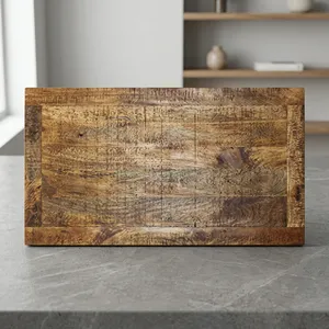 Planche à découper rectangulaire en bois de manguier rustique, finition antique durable, surface de table de cuisine, mobilier de maison - Product Image 5
