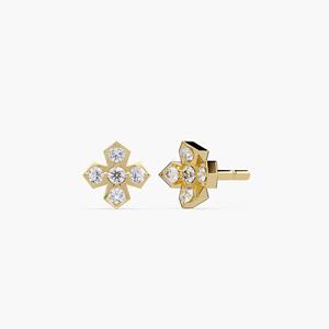 Pendientes de Diamante Cultivado en Laboratorio de 0.15ct, Corte Redondo, Oro Amarillo de 14K, Certificado IGI, Regalo de Boda Minimalista para Mujer - Product Image 3