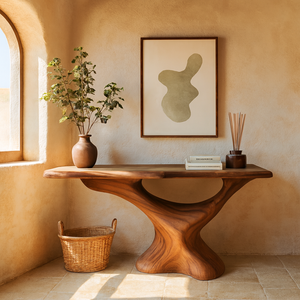 Mesa de Comedor de Madera Maciza Natural Hecha a Mano, Consola Vintage con Estilo Minimalista para Escuela, Apartamento, Hotel en Vietnam - Product Image 1