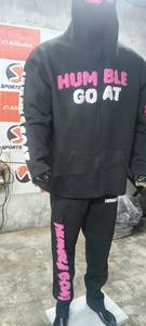 Humble Goat Lightweight Filled Vintage Hooded Fleece Puffer <b>Jacket</b> <b>Black</b> Pink Streetwear Unisex Autumn Regular Fit Full Sleeve - Product Image 5