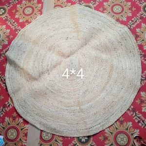 Alfombra Redonda Hecha a Mano 100% Algodón con Patrón Geométrico, Anudada a Mano, Resistente a las Manchas y Antideslizante para Decoración del Hogar y Dormitorio - Product Image 2