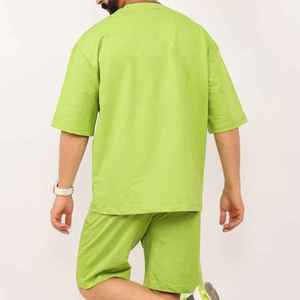Men's Casual 2-Piece Shorts <b>Set</b> with Short Sleeve T-Shirt 100% Cotton Breathable Summer Wear - Product Image 4