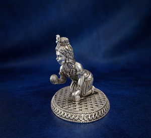 Ídolo de Laddu Gopal en Plata Oxidada de Jaipur Metals |   100% Latón |   7.5x5x5.5 cm |   115g |   Regalo para el Hogar o Templo para la Celebración de Diwali | - Product Image 4