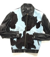 Veste en cuir bomber pilote volant manteau en laine d'agneau revers veste de moto hommes en cuir