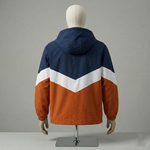 Men Navy Orange Color Block Hooded Windbreaker <b>Jacket</b> Lightweight <b>Zip</b> <b>Up</b> Outdoor Windproof Casual Streetwear <b>Jacket</b> - Product Image 6