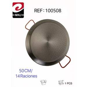 Poêle à paella valencienne en fonte argentée de 50 cm – Collection Essentielle de Casseroles - Product Image 1
