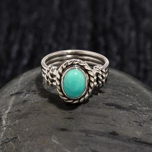 Handmade Vintage Adjustable Cluster <b>Ring</b> Natural Mojave Turquoise Bezel <b>Set</b> Oval Cut <b>Sterling</b> <b>Silver</b> for Weddings Parties Unisex - Product Image 2