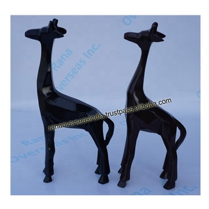 Figura de jirafa de metal moderna, par de esculturas de animales de aluminio con base rectangular, impresión personalizada, decoración del hogar y artículos de regalo - Product Image 4