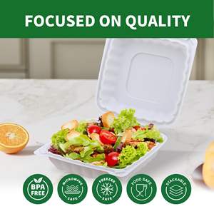 Home Richfull Heavy-Duty Waterproof <b>Plastic</b>-Lined Clamshell Disposable Biodegradable Eco-Friendly Bagasse Leakproof Potato Chips - Product Image 3