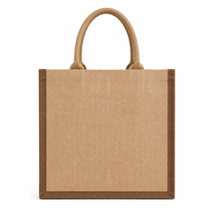 Sac de courses en jute avec poignée de longueur moyenne, option logo personnalisé, couleur marron naturel, pour les courses et les cadeaux - Product Image 3