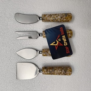 Wholesale Price Modern Luxury Premium Quality <b>Cheese</b> <b>Set</b> Complete Stainless Steel <b>Cheese</b> Knives <b>Set</b> Terrazzo Handle Kitchen Used - Product Image 1