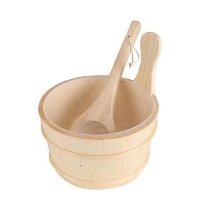 Natural Wooden Bucket with Ladle Handcrafted <b>Bath</b> Kitchen Utility Tub Multipurpose Wooden Container - Product Image 1