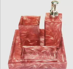 Elegant Acrylic Bathroom Set Rectangle Four-piece With Soap <b>Dispenser</b> And Toothbrush Holder For Home Decoration - Product Image 1