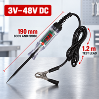 Testeur de tension numérique automobile 3V-48V avec écran LED, sonde longue et pince de masse pour réparation de camions