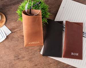 Luxury Genuine Leather Glasses Sleeve Slim Handmade Cowhide Pouch Vintage Reading Spectacles Protector <b>Case</b> LGC-0012 - Product Image 3