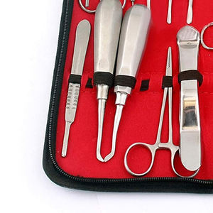 Ensemble de 22 instruments chirurgicaux dentaires professionnels en acier inoxydable de classe I pour extraction, avec étui de transport rouge flottant - Product Image 3