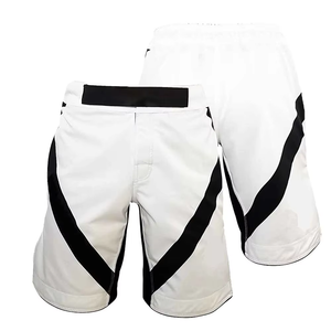 Shorts MMA pour hommes, séchage rapide, confortables, légers, couleur blanche, bandes noires, ouverture latérale avant, arts martiaux, extensibles dans quatre directions - Product Image 5