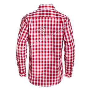 Traditional Shirt <b>Red</b>&<b>White</b> Long Sleeves German Bavarian Oktoberfest Herren Hemden Trachten Checked Shirts - Product Image 3