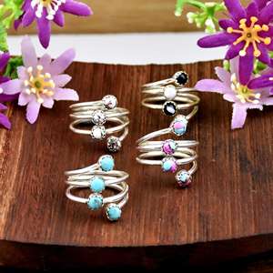 Wild Horse Blue Mohave Turquoise Ring 925 <b>Sterling</b> <b>Silver</b> Spiral <b>Wire</b> Wrap Band Handmade - Product Image 1