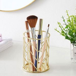 New Design Office Desk Organizers Desktop Metal Flower With Wire Mesh <b>Rose</b> Gold Magnet Pen Bin Pencil Cup Holder - Product Image 4