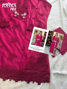 Amazing Color Excellent Quality Cambric Cotton with <b>Chikankari</b> Embroidery work Semi-stitched Salwaar-<b>Suit</b> Set At Wholesale Rate - Product Image 5