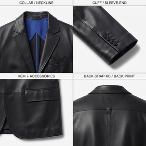 เสื้อแจ็คเก็ตหนังม้าแท้แบบเทคนิคสำหรับผู้ชาย OEM ผลิตตามสั่ง กันน้ำ สไตล์เทคแวร์ เสื้อคลุมลำลองสำหรับใส่ในเมือง ผลิตโดยผู้ผลิตจากเมืองเซียลคอต - Product Image 4