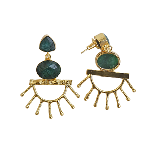 Boucles d'oreilles pendantes en pierre avec corindon, bijoux de mode - Product Image 2