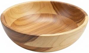 Bol à salade en bois de teck naturel, fait à la main, rond, en bois, grand bol à fruits, vaisselle de cuisine, décoration de table - Product Image 3