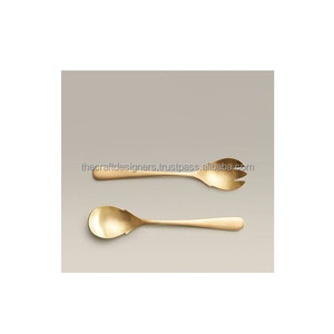 Serveur à salade en laiton doré de luxe, parfait pour rehausser les tables à dîner avec une élégance décorative et fonctionnelle. - Product Image 4