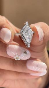 Anillo Clásico Romántico de Doble Banda con Diamante Moissanite Corte Cometa para Mujer, Plata 925 Original, Joyería Fina para Regalo de Boda o Fiesta - Product Image 6