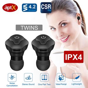 Auriculares Intrauditivos Estéreo Inalámbricos Verdaderos CSR V4.2, Resistentes al Agua IP44, Apt-X TWS con Cancelación de Ruido y Micrófono para Uso Profesional - Product Image 3