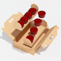 Boîte à emporter pour boulangerie en kraft écologique de qualité alimentaire avec insert recyclable et biodégradable pour l'emballage de cupcakes et de desserts