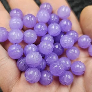 ลูกปัดหยกเจไดต์สีลาเวนเดอร์ลายดอกบัวขนาด 8 มม. 10 มม. สำหรับทำเครื่องประดับ DIY - Product Image 5