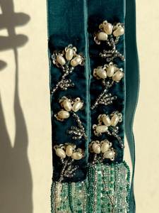 Luxury Beaded Floral <b>Strap</b> Teal Black Fashionable <b>Bag</b> Accessory - Product Image 3
