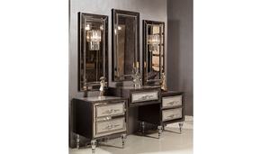 Ensemble de chambre à coucher de luxe moderne en teck massif, style mi-siècle, adapté aux appartements, avec lit king size et tables de chevet miroir, Grand modèle - Product Image 5