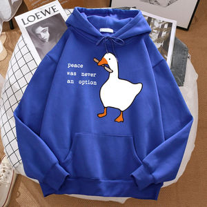 Peace Was Never An Option Printed Hoosie Men Street Oversize Autumn Hooded Hipster Soft Hoodies Hip Hop Warm Sportswears - Product Image 2