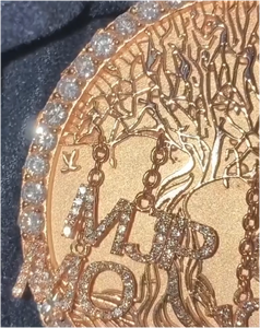 Custom Made Nature view Letter Moissanite Pendants <b>Iced</b> <b>Out</b> Diamond and <b>Chains</b> Necklace for Men 925 Sterling Silver Rose Gold - Product Image 6