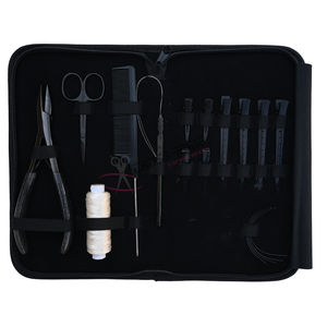 Black Hair Extension <b>Tools</b> Kit for Stylists 7-Inch Flat Plier Hair Loop Wig <b>Thread</b> Tail Comb Curved Needles <b>Thread</b> Scissor Clips - Product Image 6