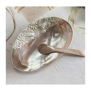 Assiette en nacre ronde, plat de service décoratif à bordure florale pour table à manger, mariage - Product Image 3