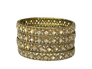 Bracelets tendance vintage ethniques en acier inoxydable plaqué or 24 carats avec perles d'imitation, pour mariages et fêtes, prix de gros premium - Product Image 2