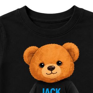 T-shirt graphique noir à manches courtes pour tout-petits, imprimé ours en peluche, col rond, décontracté, léger, pour tous les jours, pour garçons et enfants - Product Image 4