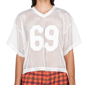 Camiseta de corte holgado con logo personalizado para hombre, de poliéster de alto gramaje, oversize, lisa, con cuello redondo, estilo urbano, de malla, de secado rápido y transpirable. - Product Image 1
