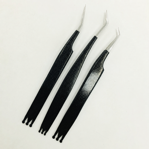 Ensemble de pinces à extensions de cils professionnelles en acier inoxydable à pointe lisse avec manche noir de qualité supérieure, 13 cm, 3 pièces, outils de précision pour les cils - Product Image 3
